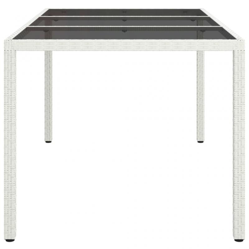 Spisebord for hage herdet glass 150x90x75 cm og kunstrotting hvit , hemmetshjarta.no