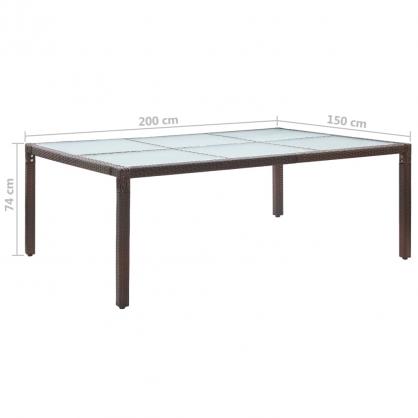 Spisebord for hage 200x150x74 cm brun kunstrotting , hemmetshjarta.no