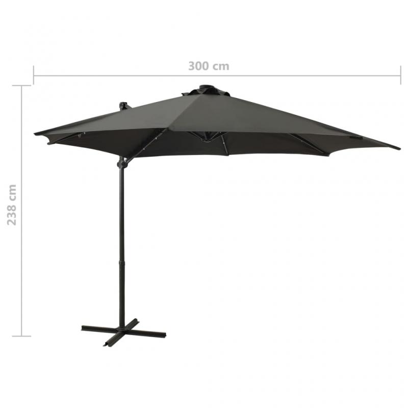 Fritthengende parasoll med stang og LED antrasitt 300 cm , hemmetshjarta.no