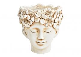 Dekorativ Blomsterpotte hode av magnesia krem (B/H/D) 20x21x20cm , hemmetshjarta.no