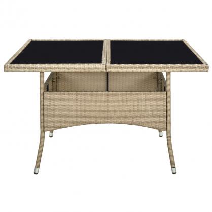 Spisebord for hage 120x120x75 cm beige kunstrotting og glass , hemmetshjarta.no