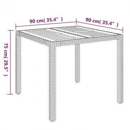 Spisebord for hage 90x90x75 cm gr kunstrotting , hemmetshjarta.no