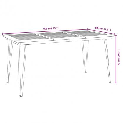Spisebord for hage med hrnlsbein 160x80x75 cm massivt akasietre , hemmetshjarta.no