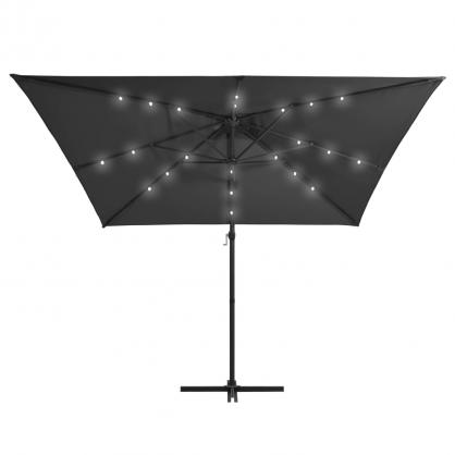 Fritthengende parasoll med stang og LED antrasitt 250x250 cm , hemmetshjarta.no