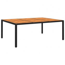 Spisebord for hage 200x150x75 cm akasietre og kunstrotting sort , hemmetshjarta.no
