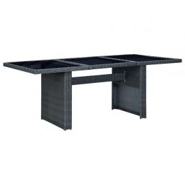 Spisebord for hage herdet glass 200x100x74 cm mørkegrå kunstrotting , hemmetshjarta.no