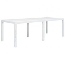 Spisebord for hage 220x90x72 cm hvit kunstrotting , hemmetshjarta.no