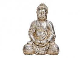 Dekorasjon Buddha sølv polyresin (B/H/D) 27x41x23cm , hemmetshjarta.no