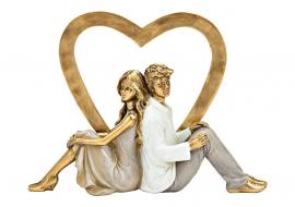 Dekorasjon Kjærlighetspar med hjerte polyresin gull, grå (B/H/D) 22x16x7cm , hemmetshjarta.no