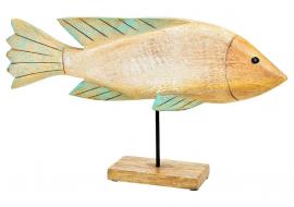 Maritim Dekorasjon fisk laget av mangotre, grønn (B/H/D) 40x22x7cm , hemmetshjarta.no
