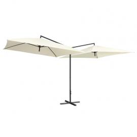 Dobbel parasoll med stålstang 250x250 cm sandhvit , hemmetshjarta.no