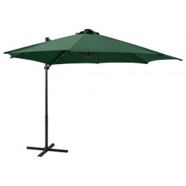 Fritthengende parasoll med stang og LED grønn 300 cm , hemmetshjarta.no