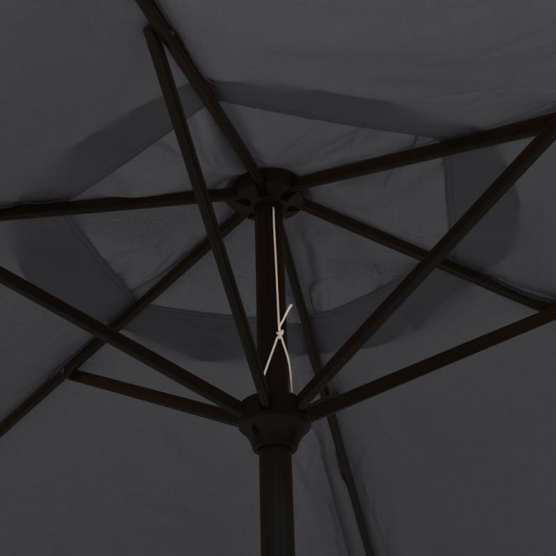 Hageparasoll med LED-lys og stlstang 300 cm sort , hemmetshjarta.no