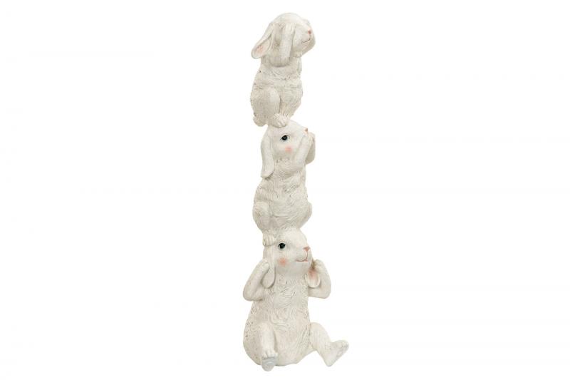 A Lot Dekoration - Dekorasjon Kaniner p hverandre Hvit Poly 11,5x42cm , hemmetshjarta.no