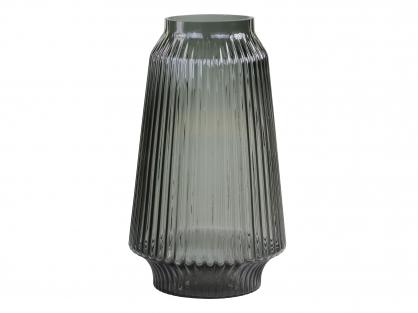 Vase med riller Karbon glass H32/D18 cm , hemmetshjarta.no