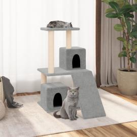 Kattetre med klorestolper i sisal lysegrå 82 cm , hemmetshjarta.no