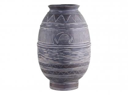 Vase med antikk kull mnster H42,5/D27 cm , hemmetshjarta.no