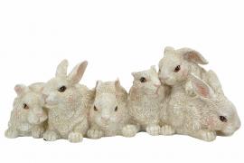 Kaniner på rad Hvit Poly 33x18,5x12,5cm , hemmetshjarta.no