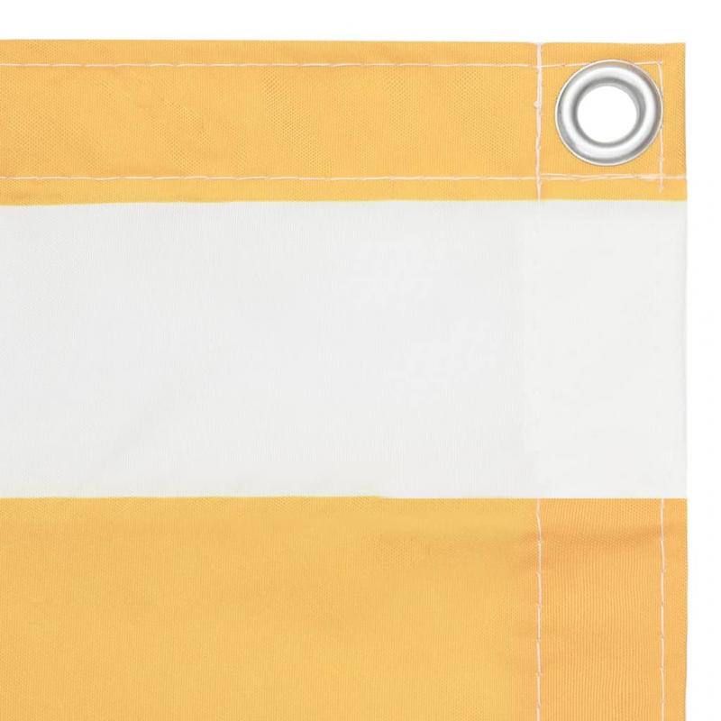 Balkongskjerm hvit og gul 90x600 cm oxfordstoff , hemmetshjarta.no