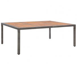 Spisebord for hage 200x150x74 cm grå kunstrotting og akasietre , hemmetshjarta.no