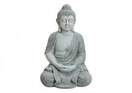 Dekorasjon Buddha XL grå sittende polyresin (B/H/D) 40x62x35 cm , hemmetshjarta.no