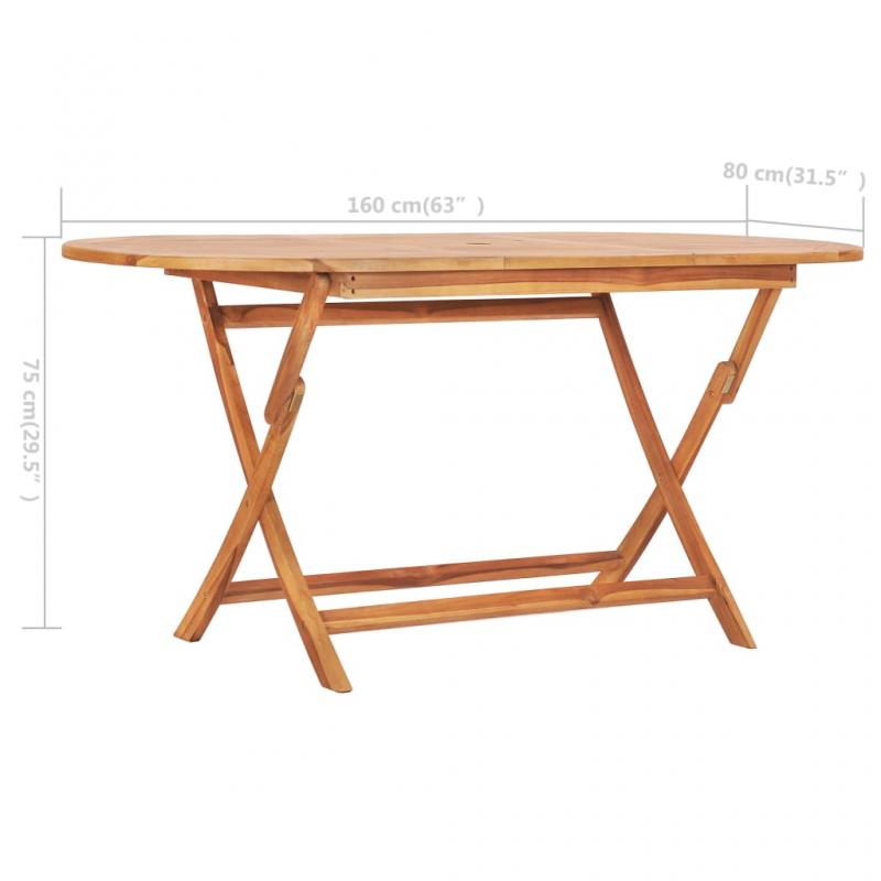 Sammenleggbart spisebord for hage 160x80x75 cm heltre teak , hemmetshjarta.no