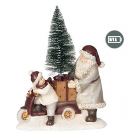 A Lot Decoration - Juledekorasjon Pynt Julenisse med Gran Led Poly 17x10x22cm , hemmetshjarta.no