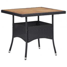 Spisebord for hage 80x80x75 cm sort kunstrotting og solid akasie , hemmetshjarta.no