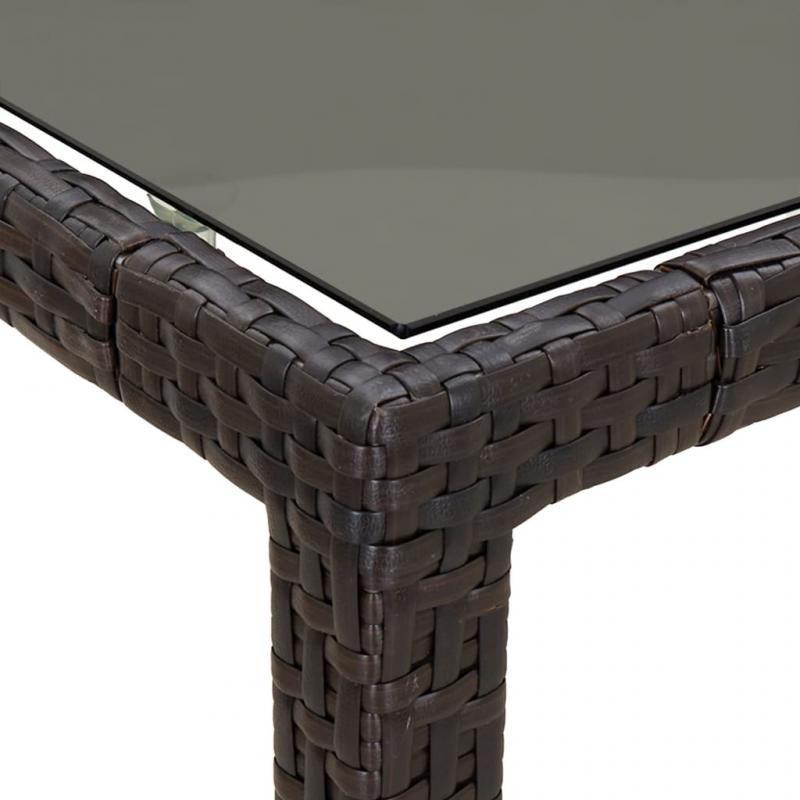 Spisebord for hage herdet glass 90x90x75 cm og kunstrotting brun , hemmetshjarta.no