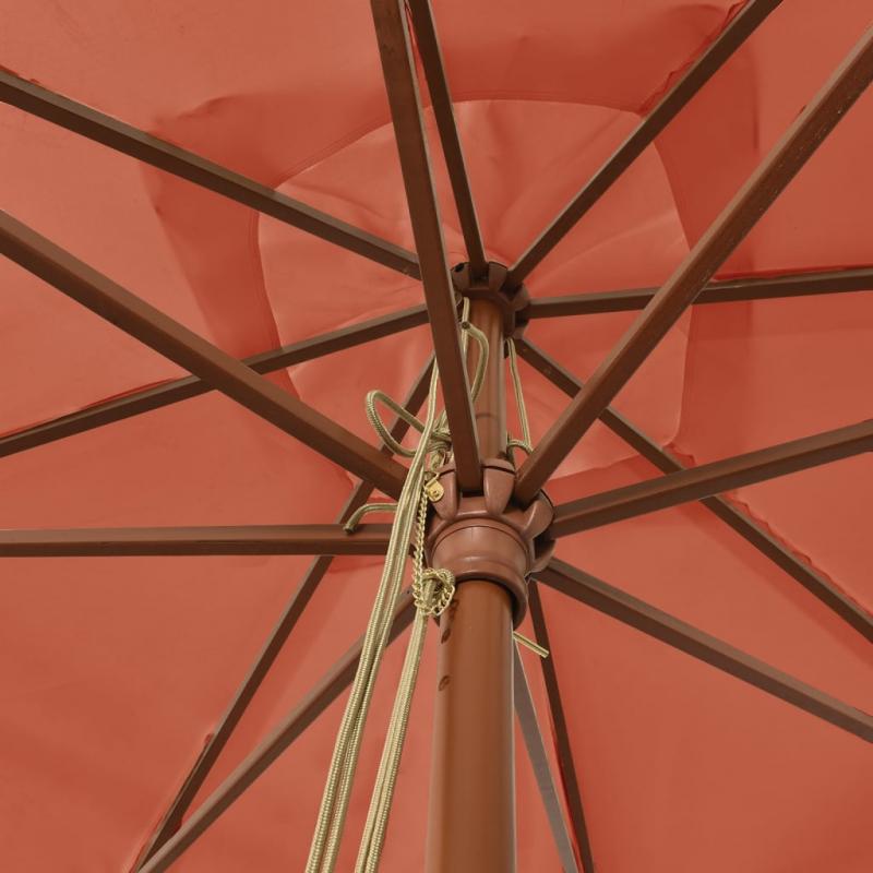Parasoll med trestang 300x300x273 cm terrakotta , hemmetshjarta.no