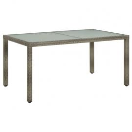 Spisebord for hage herdet glass 150x90x75 cm og syntetisk rottinggrå , hemmetshjarta.no