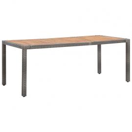 Spisebord for hage 190x90x75 cm grå kunstrotting massivt akasietre , hemmetshjarta.no