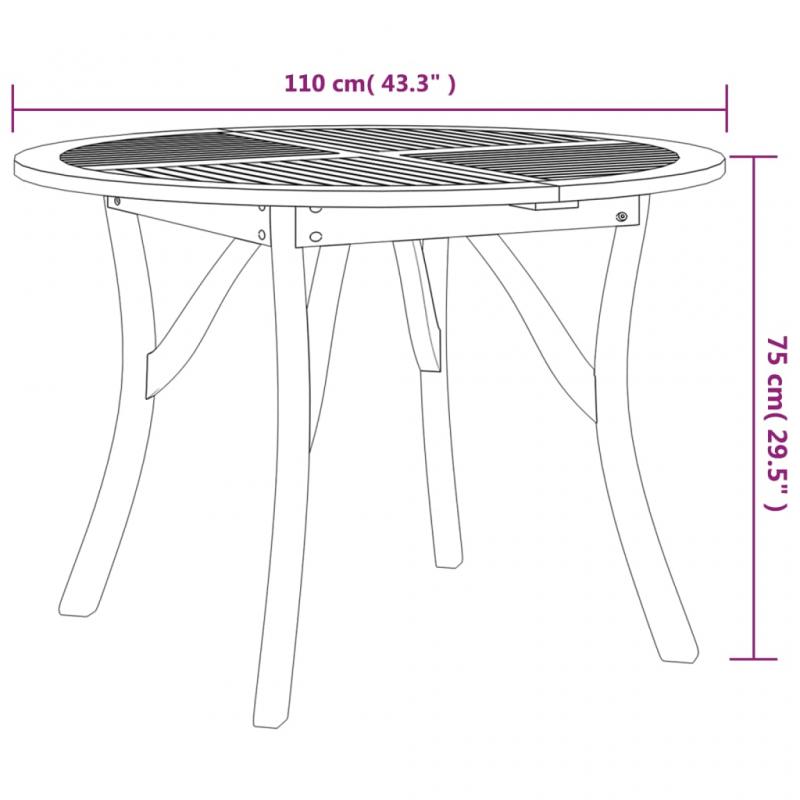 Spisebord for hage  110x 75 cm heltre akasietre , hemmetshjarta.no