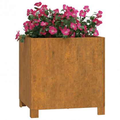 Blomsterkasse med ben rustfarget 42x40x43 cm rustbestandig stl , hemmetshjarta.no