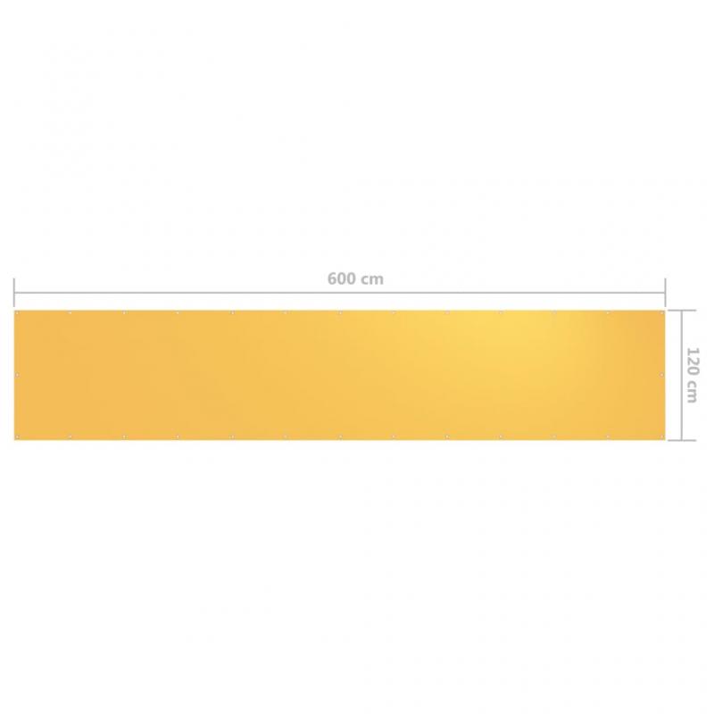 Balkongskjerm gul 120x600 cm oxfordstoff , hemmetshjarta.no