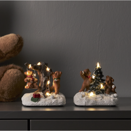 Julepynt LED Tedville Hus Teddybjørn 2-pack , hemmetshjarta.no