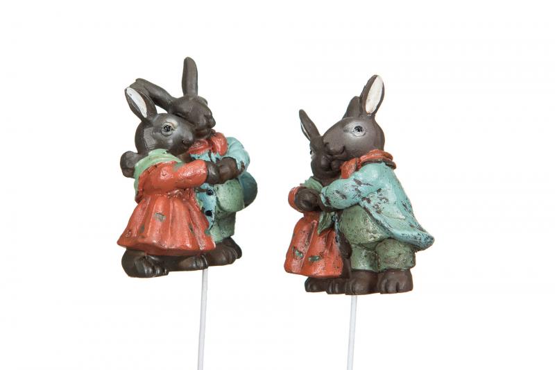 A Lot decoration Hare / Stick Old Duo Poly 6cm 2-pakk , hemmetshjarta.no