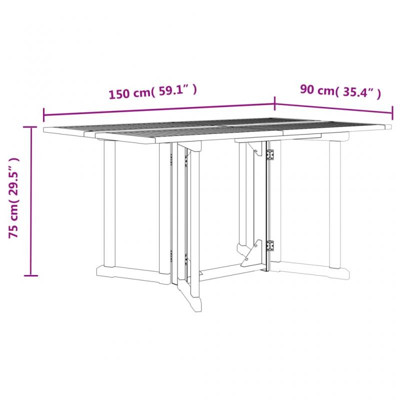 Sammenleggbart spisebord for hage 150x90x75 cm heltre teak , hemmetshjarta.no