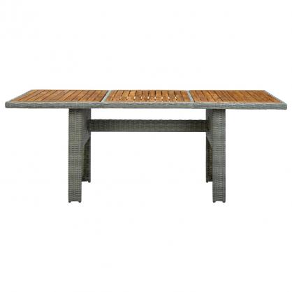 Spisebord for hage 200x100x74 cm lys gr kunstrotting og massivt akasietre , hemmetshjarta.no