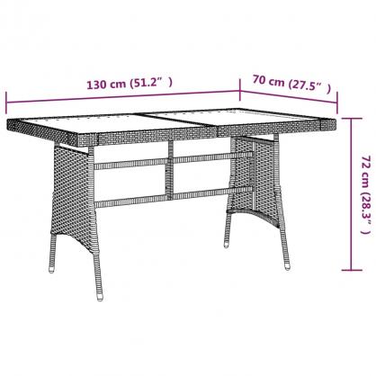 Spisebord for hage 130x70x72 cm gr kunstrotting massiv akasie , hemmetshjarta.no