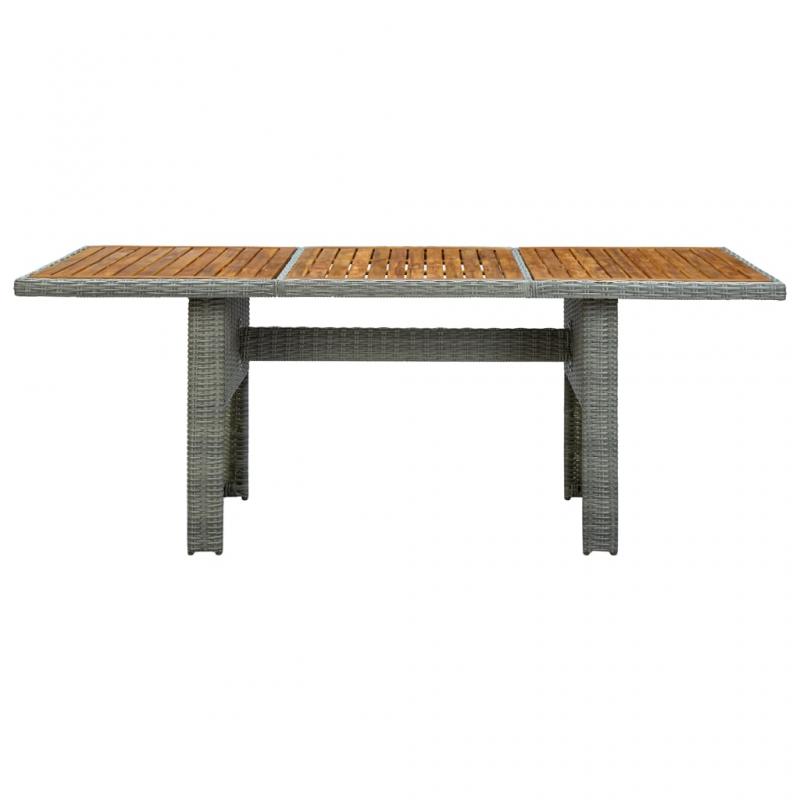 Spisebord for hage 200x100x74 cm lys gr kunstrotting og massivt akasietre , hemmetshjarta.no