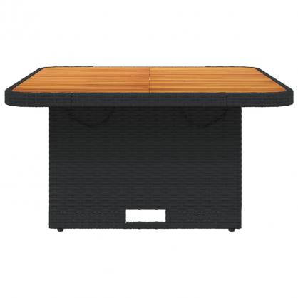 Spisebord for hage 80x80x71 cm sort kunstrotting og akasietre , hemmetshjarta.no