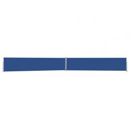 Uttrekkbar sidemarkise for uteplassblå 140x1200 cm dobbel , hemmetshjarta.no