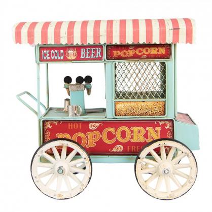 Metalldekorasjon Vintage Cart Popcorn Cm Bl Rd Jern , hemmetshjarta.no
