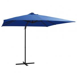 Fritthengende parasoll med stang og LED azurblå 250x250 cm , hemmetshjarta.no