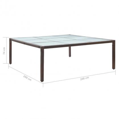 Spisebord for hage 200x200x74 cm brun kunstrotting , hemmetshjarta.no