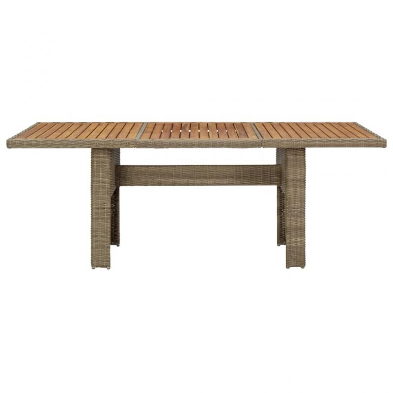 Spisebord for hage 200x100x74 cm brun kunstrotting , hemmetshjarta.no