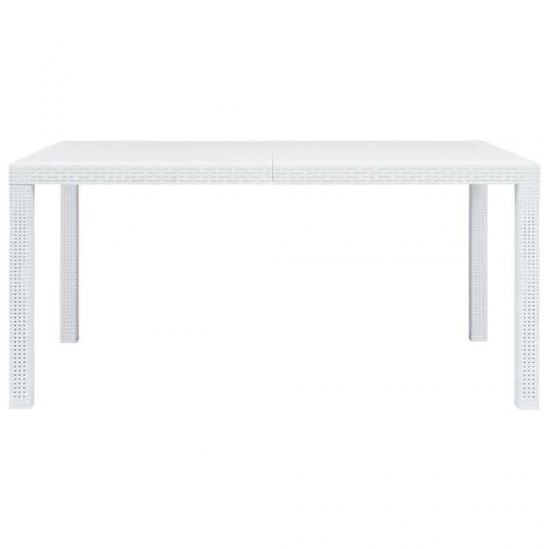 Spisebord for hage 150x90x72 cm hvit kunstrotting , hemmetshjarta.no
