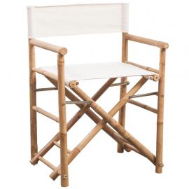 Sammenleggbar regissørstol i bambus 2 stk med lerret , hemmetshjarta.no