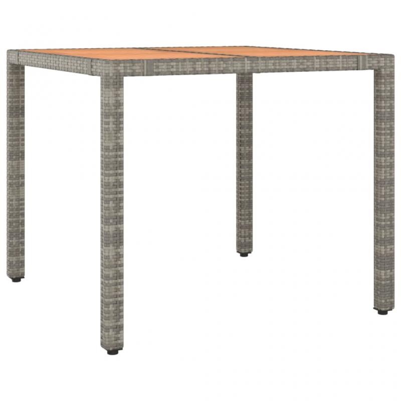 Spisebord for hage 90x90x75 cm gr kunstrotting og solid akasie , hemmetshjarta.no